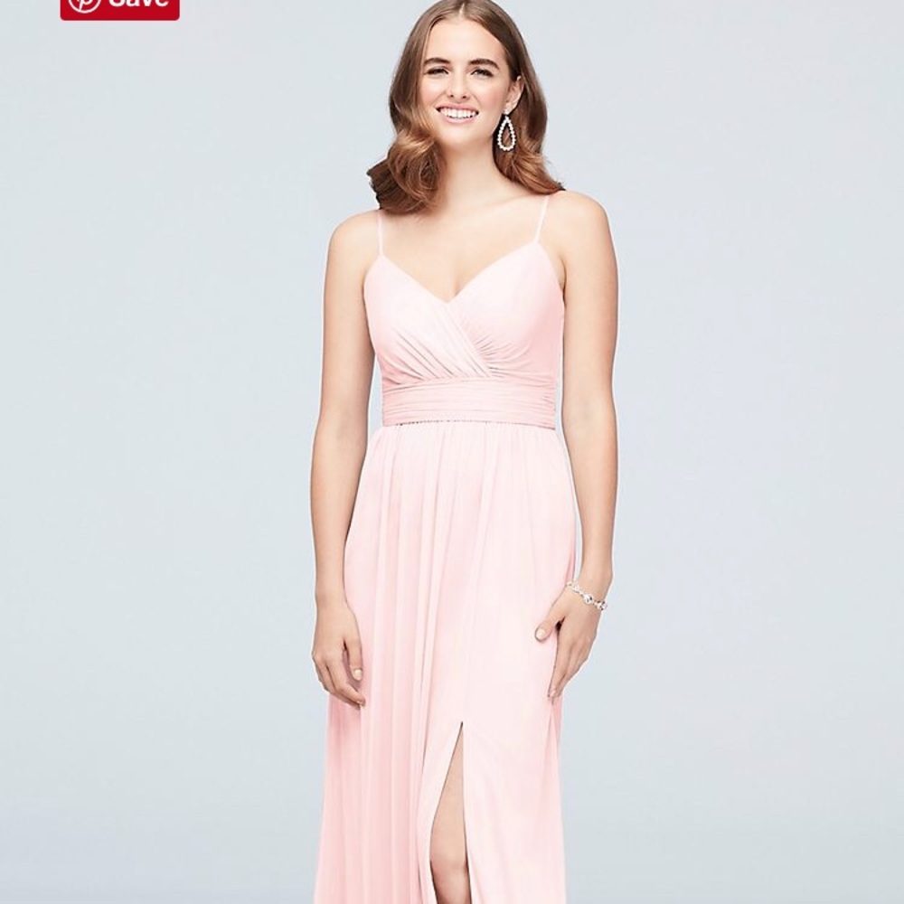Ruched waist spaghetti strap bridesmaids dress